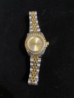 Avon Lets Talk Crystal Accent Round/Two Tone Stainless Steel Band Watch *Gift