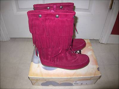 Mudd Girls Faux Suede Hippie Boots Dark Pink Sz 5 -  NWT $59.99
