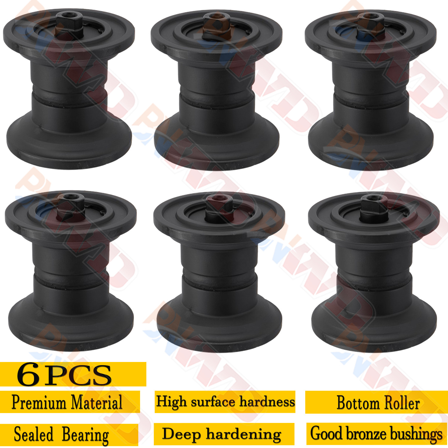 Black 6PCS Bottom Roller Track Rollers For Yanmar VIO35 VIO35-5 VIO27-5 5B