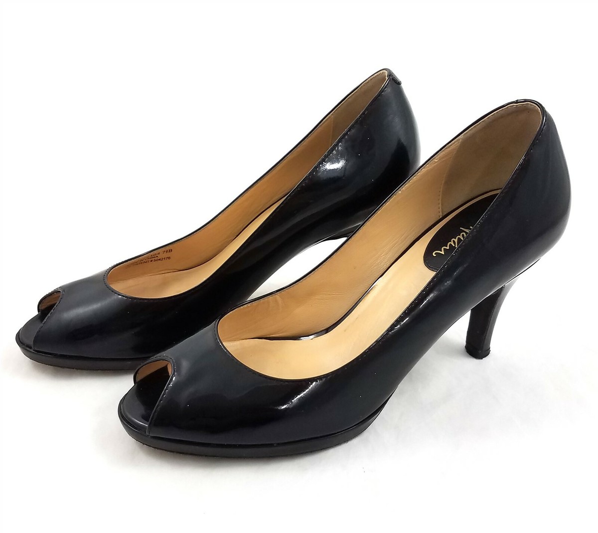 Cole Haan Black Patent Leather Peep Toe Classic Pumps Heels Womens B