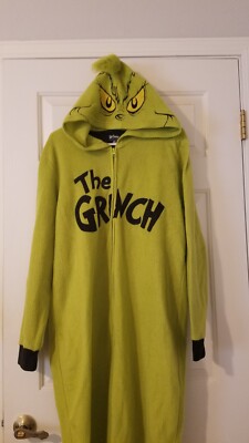 Dr. Seuss Women's The Grinch Hooded Costume Pajama Jumpsuit  2XL 