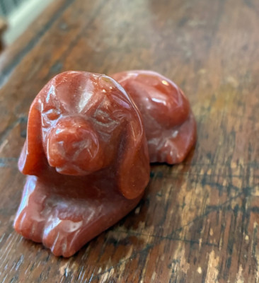 Vtg RED COCKER SPANIEL DOG Carved JASPER/MARBLE Figurine 2.25 x 1.5 x 1.5 SUPER!