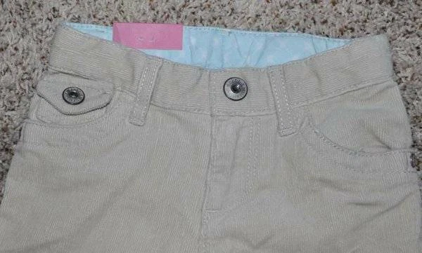 Pantalones de pana para niñas 4 cintura ajustable beige corazón bolsillo elástico Sonoma Foto 3 de 4