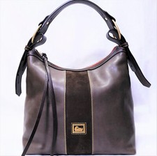 Dooney Bourke Large RILEY Florentine Hobo ZIP Brown Heritage Suede & Leather Bag
