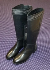 Stelle Monelle Black Leather Micro Studded Tall Boots Women’s Size 9