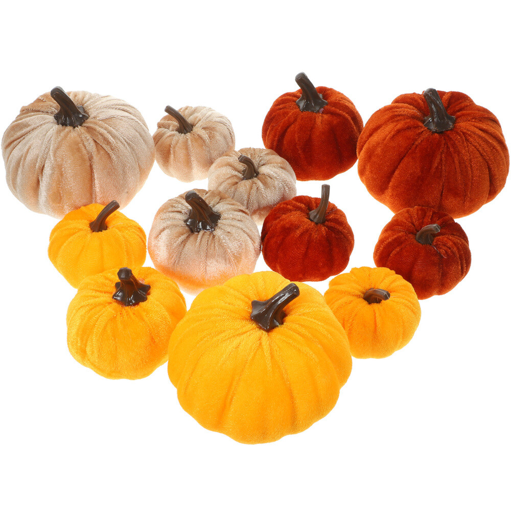 12 Pcs Thanksgiving Pumpkin Ornament Simulation Decor Fall Pumpkins White