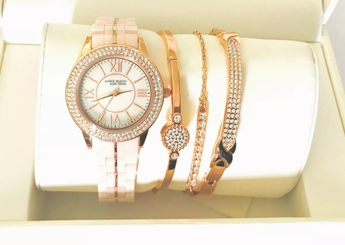 Anne klein pink ceramic cheap watch