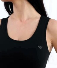 EMPORIO ARMANI muscle shirt wide shoulder woman with logo glitter
