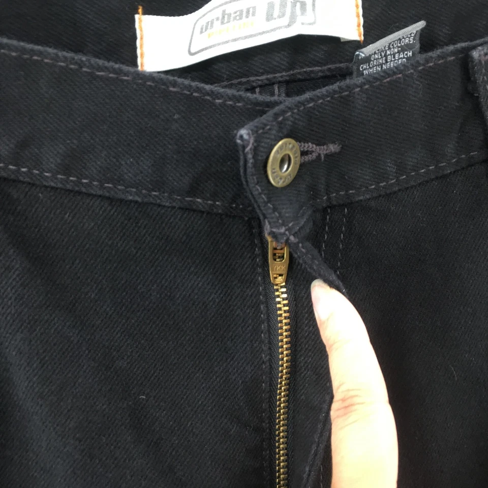 Pantalones de mezclilla Urban Pipeline de pierna recta para hombre 40x30 (40x31 real) algodón negro tiro alto Foto 4 de 4