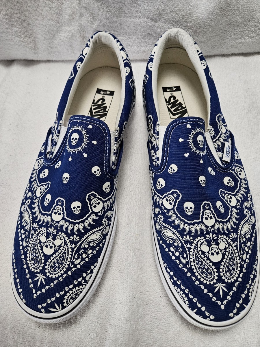 Vans Vault Skull Bandana Classic Slip On Blue Mens Size 11.5