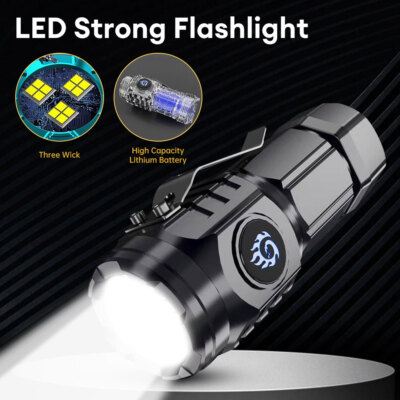 20000 Lumens LED Flashlight USB Rechargeable Super Bright Torch Lamp-High Power