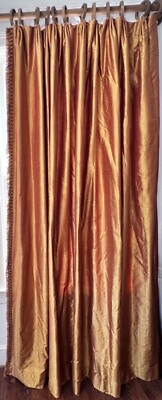 2 Stunning Hi End Decorator Silk Pleated Drapery Panels Custom Made ZZ237
