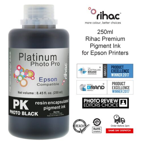 Rihac 250ml Photo Black Pigment Ink for Epson R3000 SC-P600 SC-P800 Printer Ink - 第 1/2 張圖片