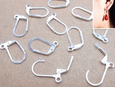 100-1000 Lever Back Earring Findings 925 Silver Plated Rectangle French Ear Clip