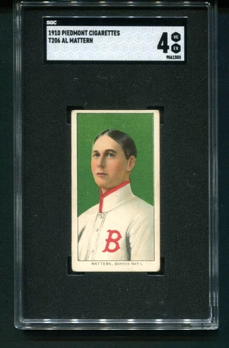 1910 T206 Piedmont Al Mattern Boston SGC 4