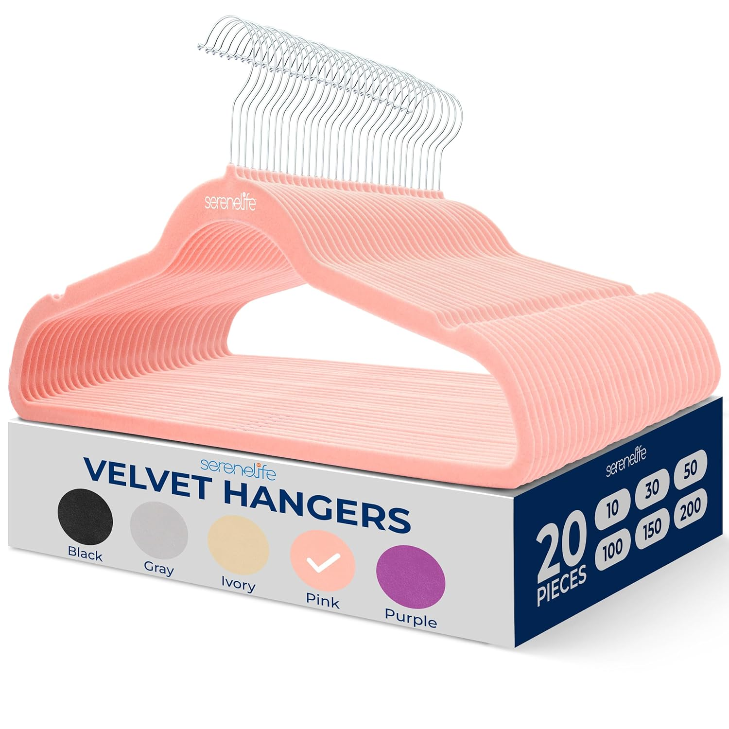 20 Pack Velvet Hangers - Non-Slip Felt Hangers with 360° Swivel Hook - Ultra-Thi