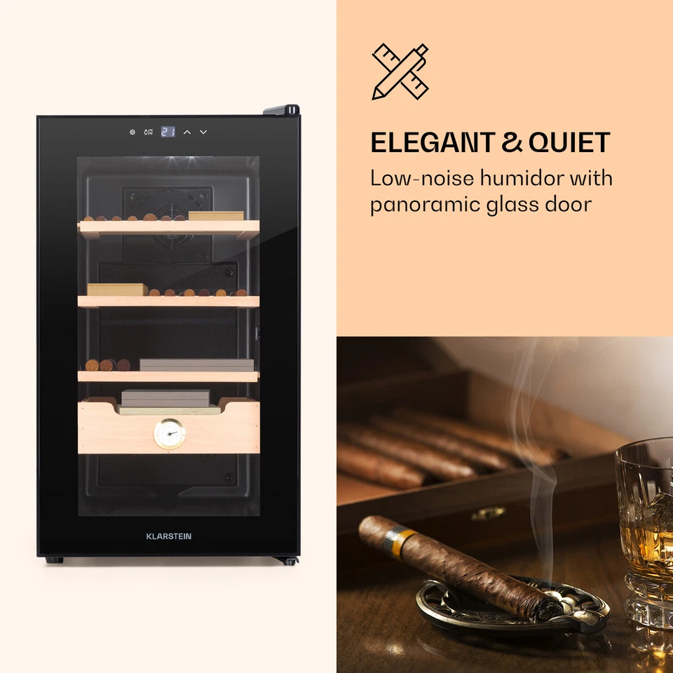 Humidor Luftbefeuchter Zigarren 48L 3 Einschübe Zedernholz LED Glastür schwarz - Bild 4 von 4