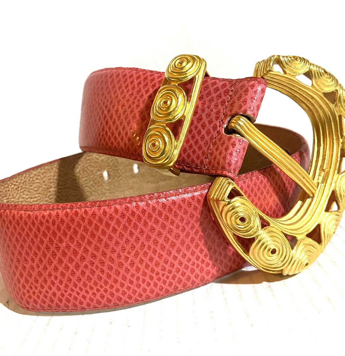 carlisle leather belt Pink/ Coral Leather | eBay