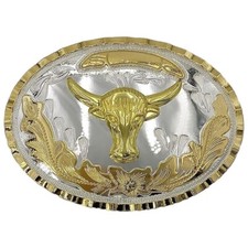 Oversize BIG BULL HEAD Belt Buckle Silver GOLD Western Cowboy Large ov63
