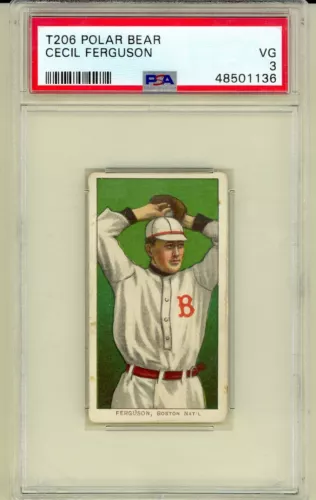 1909 T206 CECIL FERGUSON Boston Braves Doves Polar Bear PSA 3