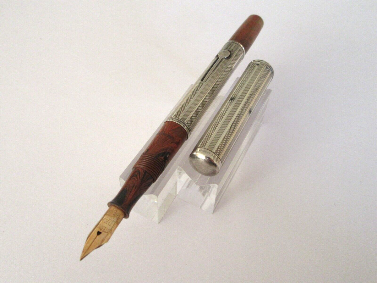 Stylo Plume Waterman 52 1/2 En Argent - Vintage, Rare, Membrane à Changer, Livré Avec Boîte