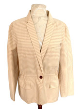 Fossil Beige 100% Cotton Cinch Waist Long Sleeves Utility Women's Jacket Size L
