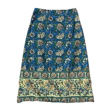 Love the Label Floral Midi Skirt Blue Size Small Tropical Hawaii Boho Maximalist