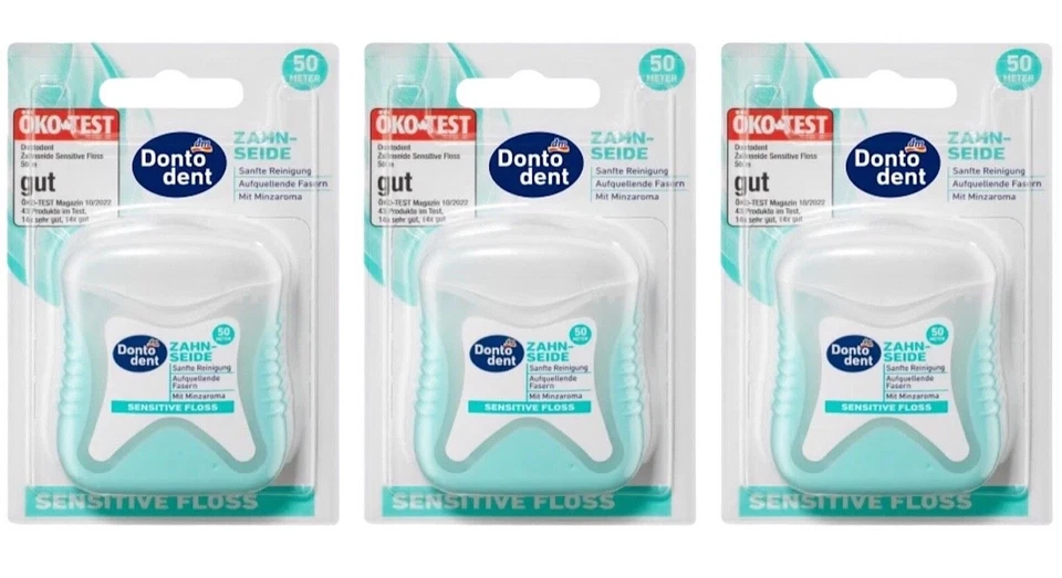 ✅ Dontodent Zahnseide Sensitiv Minzgeschmack 50 Meter Zahnpflege Auswahl Neu ✅