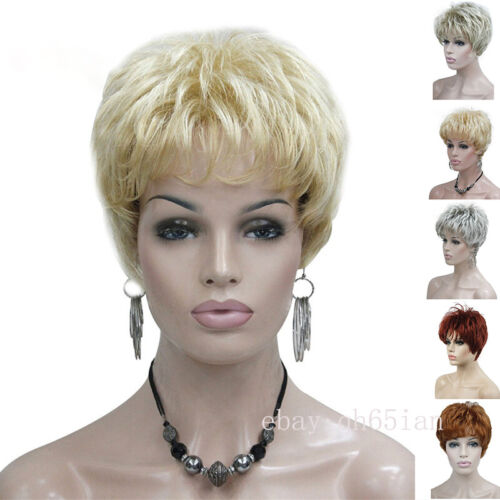 New Women Ladies Short Blonde Wig Synthetic Golden Wigs + Free Wig Cap - Afbeelding 1 van 33