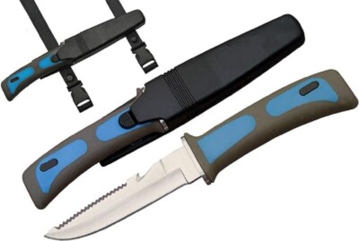 9'' SCUBA Dive Master Knife & Sheath w/ Rubber Leg Straps - Diving Diver's - NEW