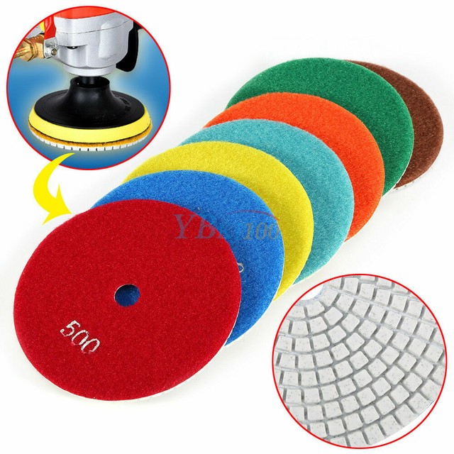 5"inch Wet/Dry Diamond Polishing Pads Sanding Disc Marble Granite