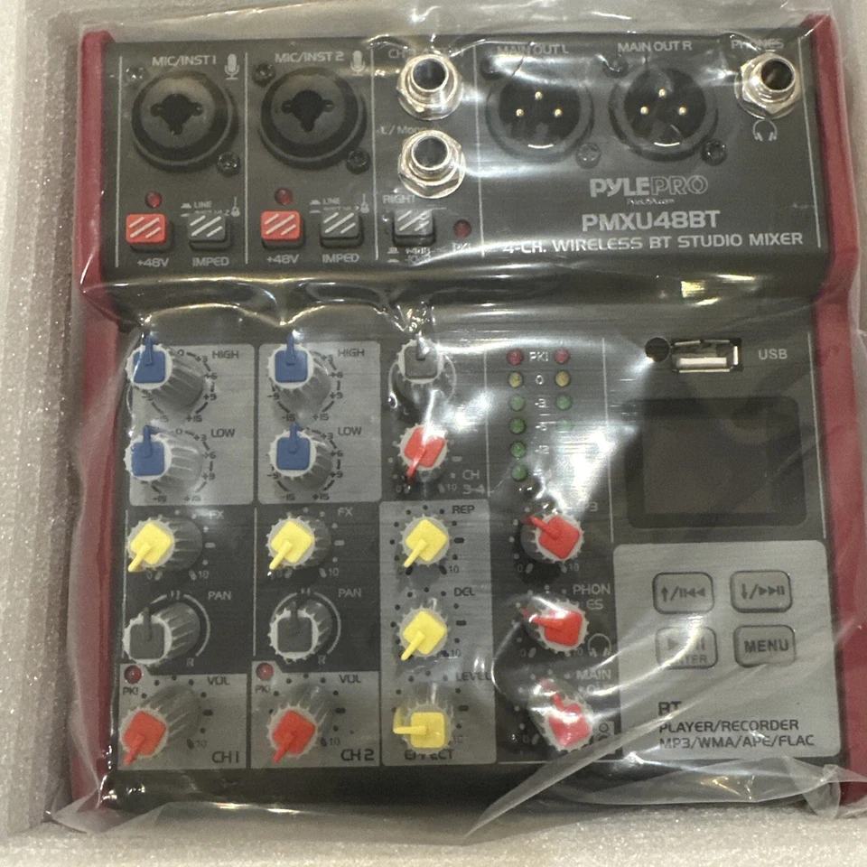 Pyle 4-Ch. Bluetooth Studio Mixer-Pro Audio Digital DJ Console PMXU48BT - Image 2 of 4