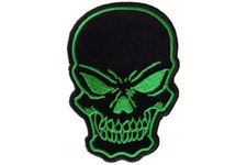 BLACK GREEN SKULL EMBROIDERED IRON ON PATCH  FREE SHIPPING 