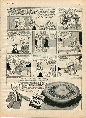 1948 Print Ad of Post's Grape Nuts Fireball Twigg Comic Professor Pill