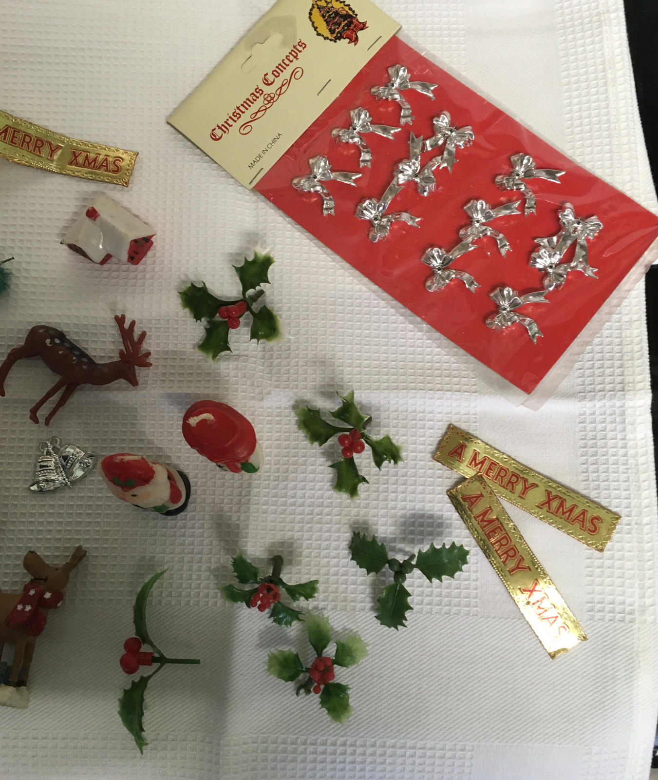 Bundle of Vintage Christmas Cake Decorations/Toppers/Candles eBay