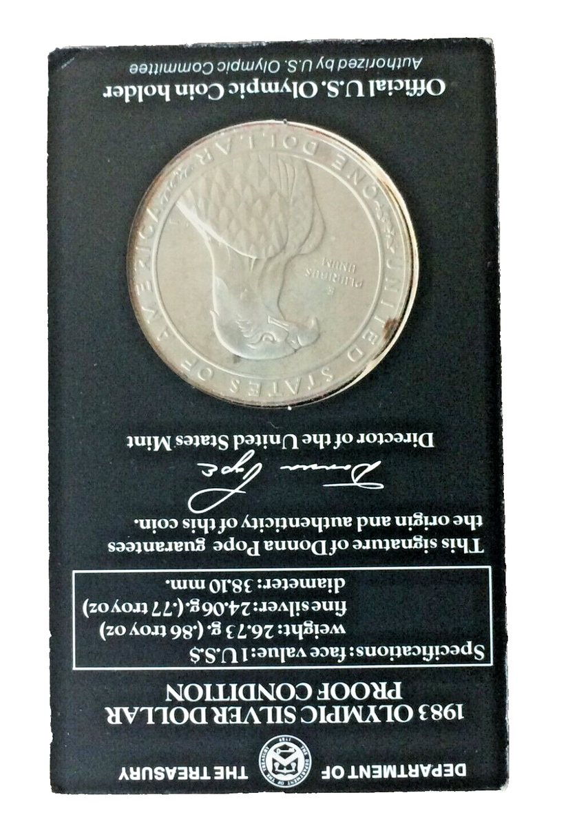 1983 USA OLYMPIC SILVER PROOF DOLLAR .900 MINT PACKAGE