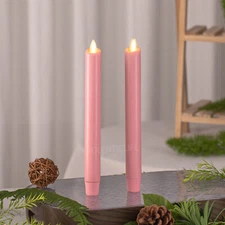  Luminara Flameless LED Moving Wick Taper Candles Timer Remote Pink 9"