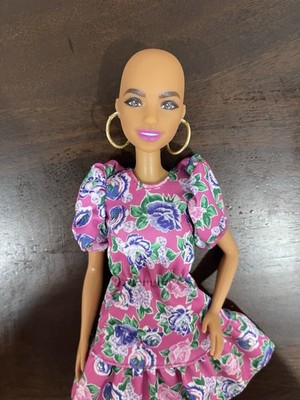 Mattel Barbie Fashionistas Doll #150 No Hair with Floral Dress