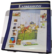 Cubby the Explorer Shower Curtain Teddy Bear Nature Bugs 72" W x70" L Bath
