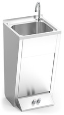 Lave mains inox sur pied, deux commandes, eau chaude et froide