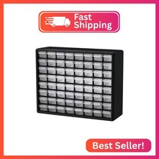 Akro-Mils 64-Drawer Plastic Storage Cabinet, 20" W x 6" D x 16" H, Black
