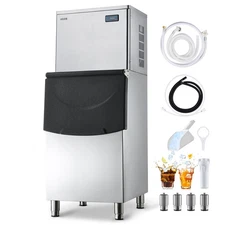 VEVOR Commercial Ice Maker 450LBS/24H with 250LBS Storage Bin Auto Self-Cleaning