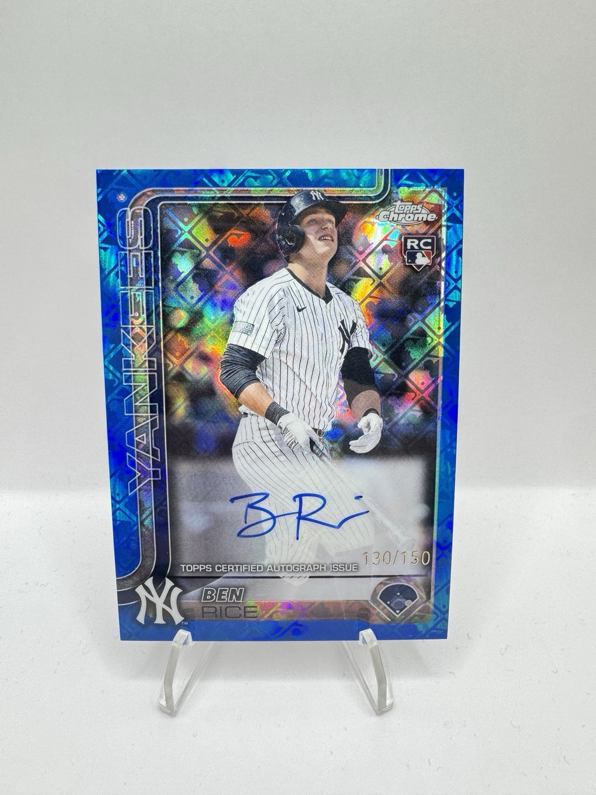 2025 Topps Chrome Logofractor #RA-BR Ben Rice Blue Rookie Auto RC 130/150