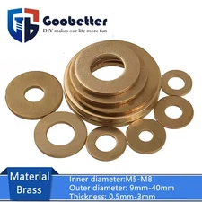 M5-M8 Solid Brass Washers Flat Gasket Washer Thickness 0.5mm-3mm Metric GB97