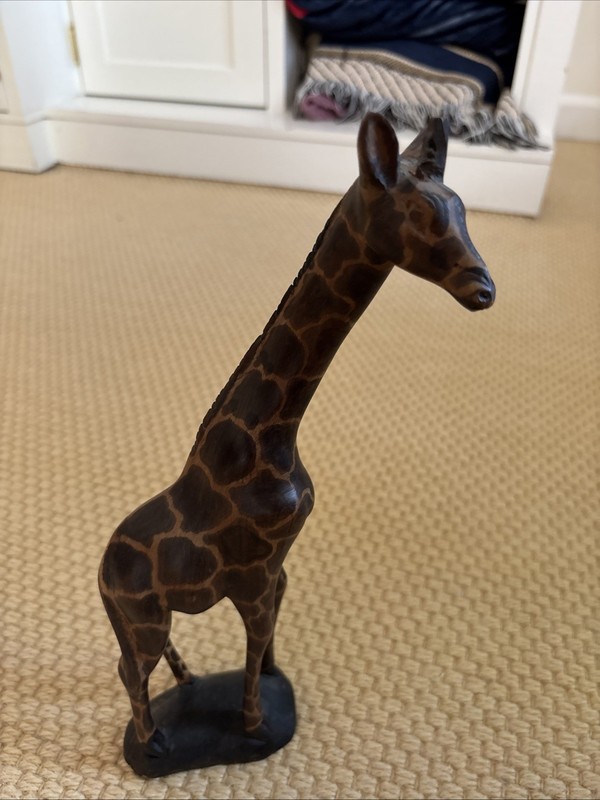 Handmade African Wood Giraffe Statue 12in Tall. Brought Back From African Safari