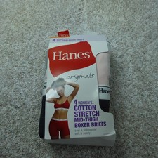 Hanes Underwear Womens 8 Extra Large Mid Thigh Boxer Briefs 4 Pairs