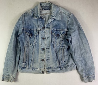 Vtg 80s Levis Denim Trucker Jacket Size Large Blue Type 3 Made in USA 527 button