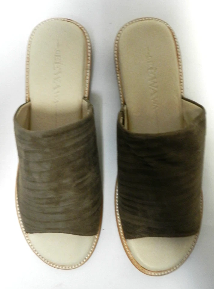 Gee Wawa Anthropologie Gamuza Cuero Ariel Marrón Slides Sandalias Planas NUEVO 8.5 Foto 3 de 4