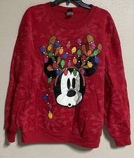 Disney Mickey Mouse Christmas Sweatshirt Juniors XL 15-17 Red Holiday