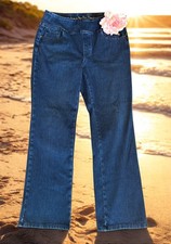 BELLE by KIM GRAVEL Women's Jean Size 12  Flexibelle Dark Wash Pull-On Wide Leg